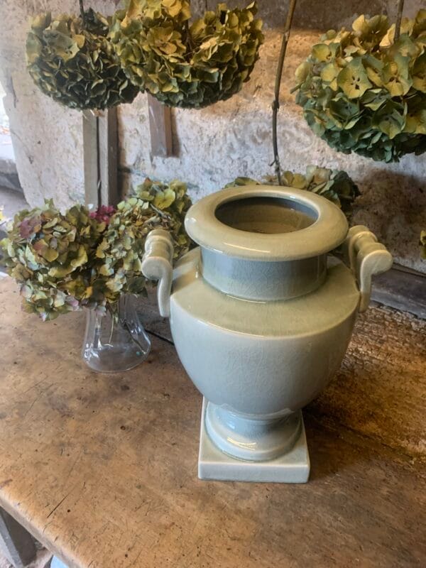 Grey Ceramic Urn With Handes