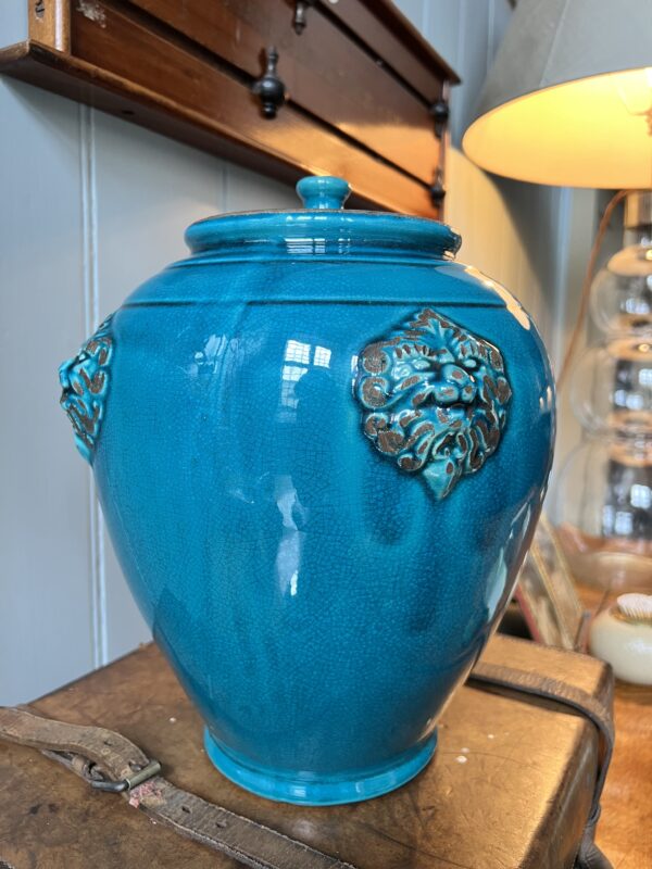 Small Zeus Turquoise Lidded Jar