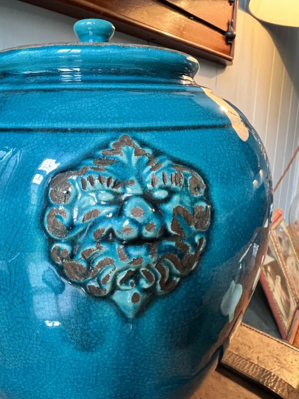 Small Zeus Turquoise Lidded Jar - Image 3