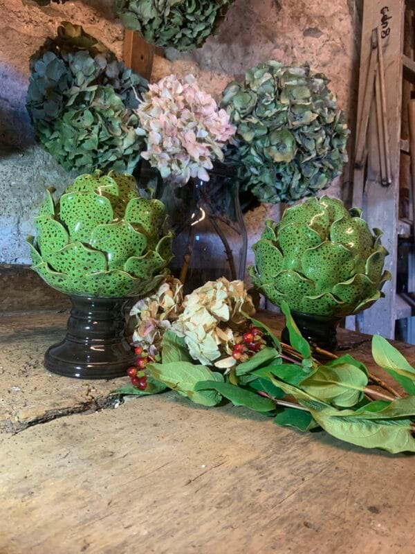 Ceramic Artichoke and candle Holder