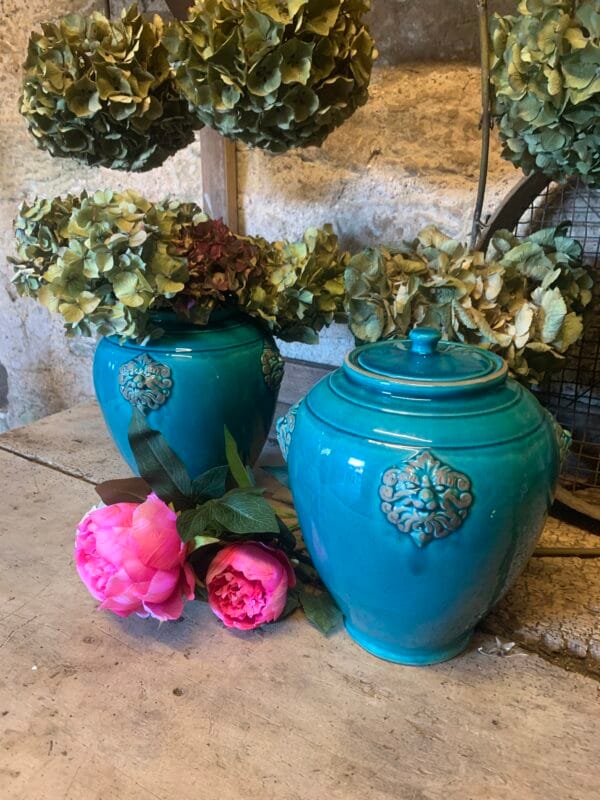 Small Zeus Turquoise Lidded Jar - Image 2