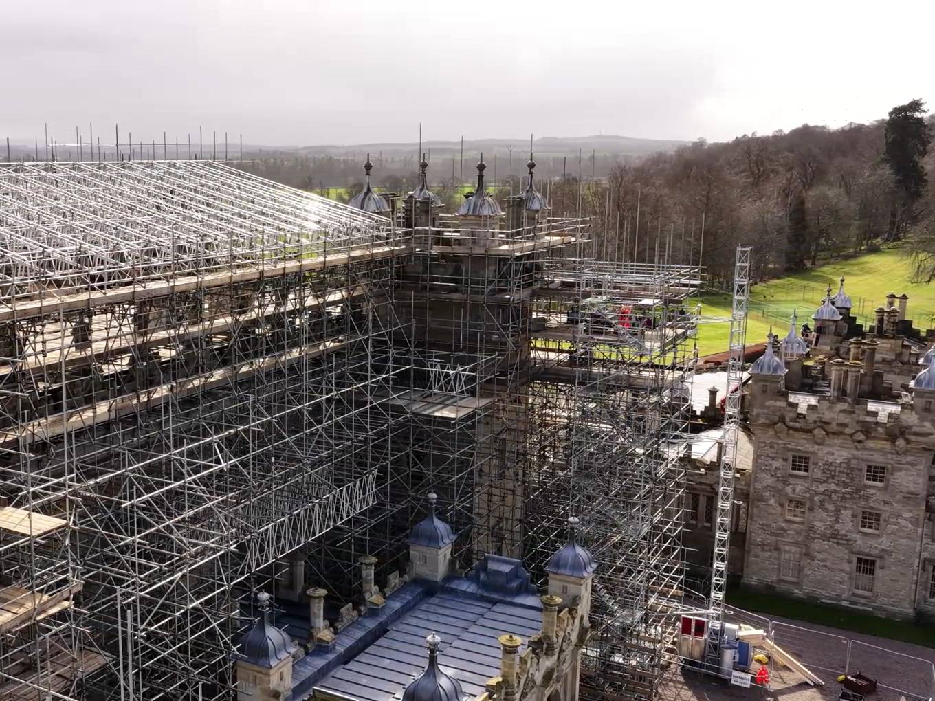 Underneath the scaffold